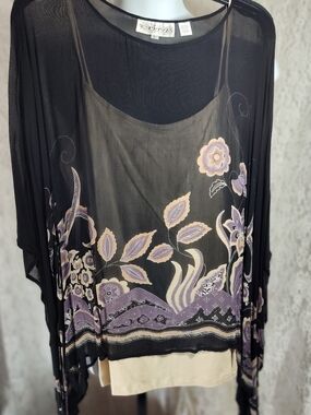 Kaktus Black Sheer Top - Size L